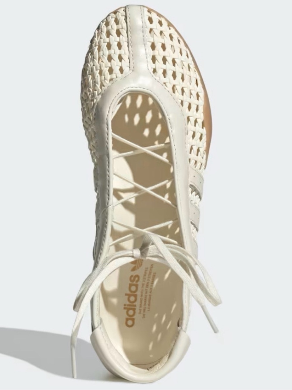 adidas Cream Woven Lace-Up Ballet Flats with Gum Outsole - Picture 2 of 3